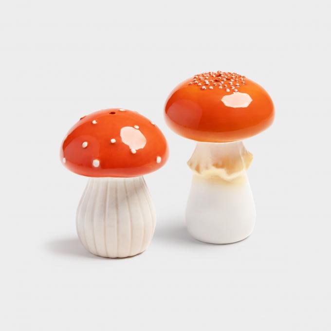 Salière et poivrier en forme de champignon
