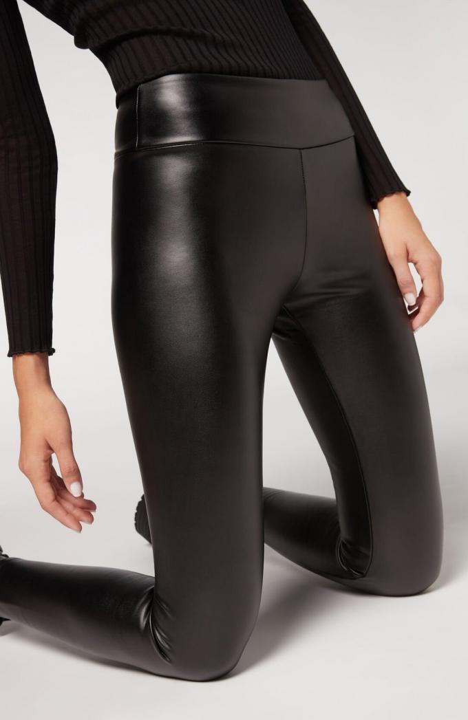 Thermische legging met leerlook