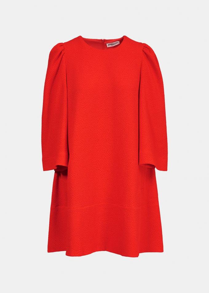 Rode jurk met pofschouders
