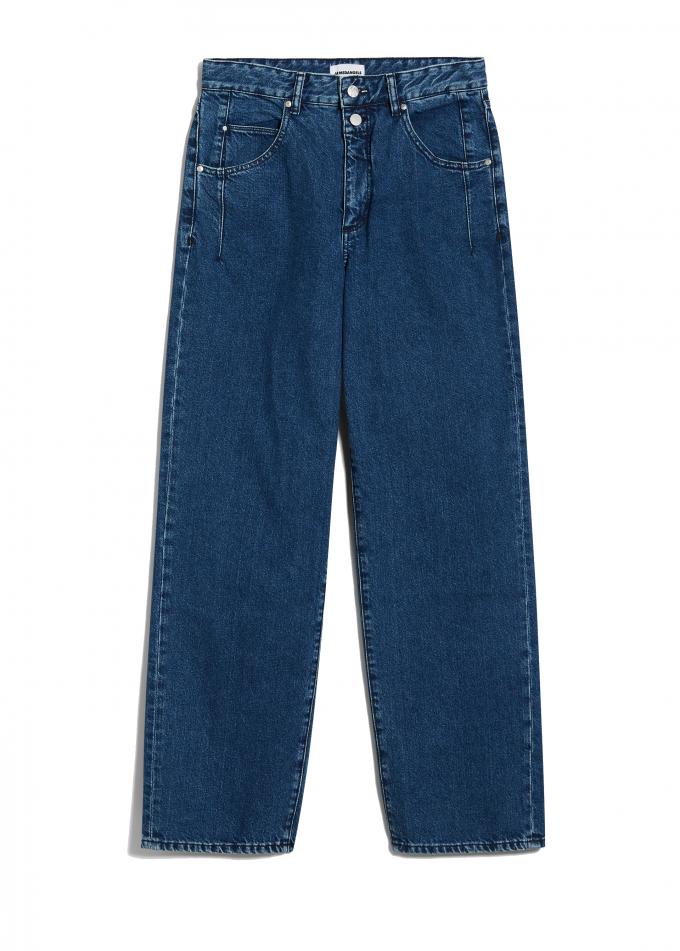 Wijde, donkere jeans uit 100% gerecycleerd katoen