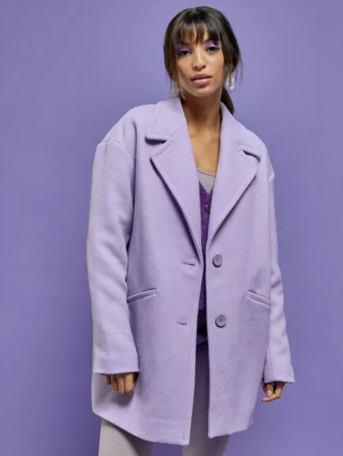 Manteau court avec laine - Violet