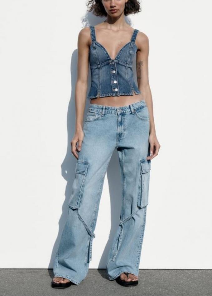 Baggy cargo jeans met lage taille