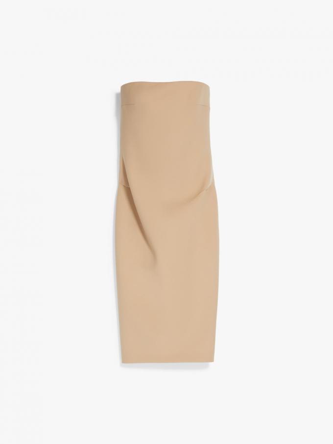 Beige bustierjurk in wolmix