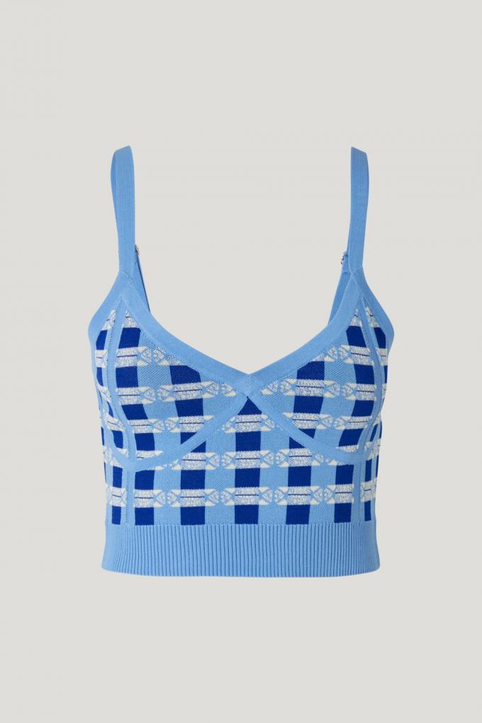 Sweatertop met blauwe print