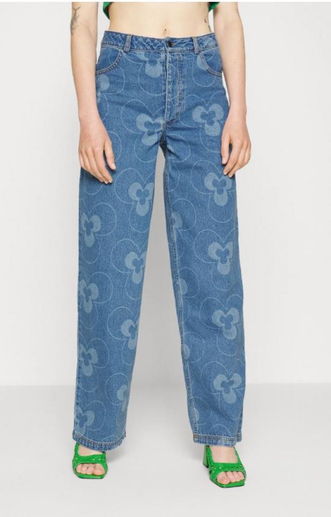 Straight leg jeans met grote bloemenprint