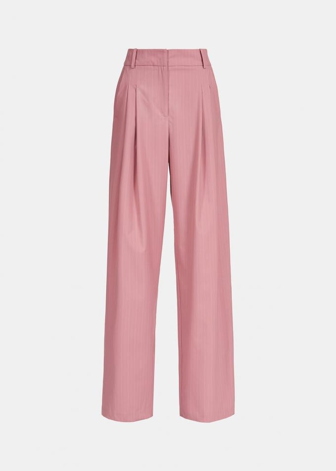 Pantalon rose à fines lignes