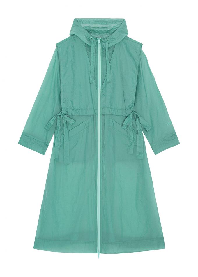 Cantonkleurige regenjas met oversized zipper