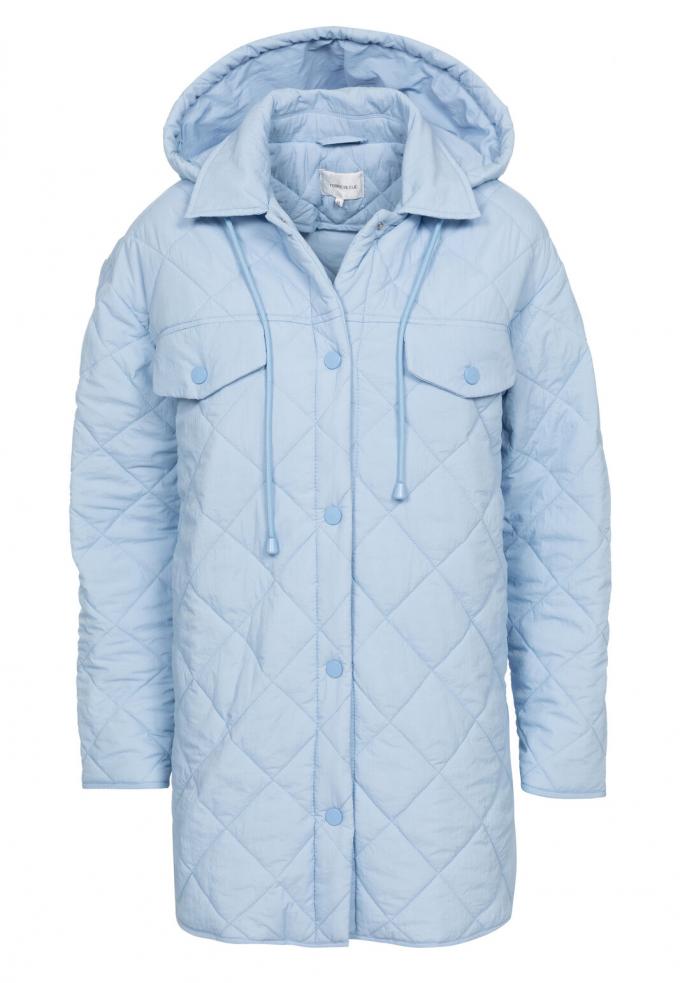 Lichtblauwe jas met stiksels