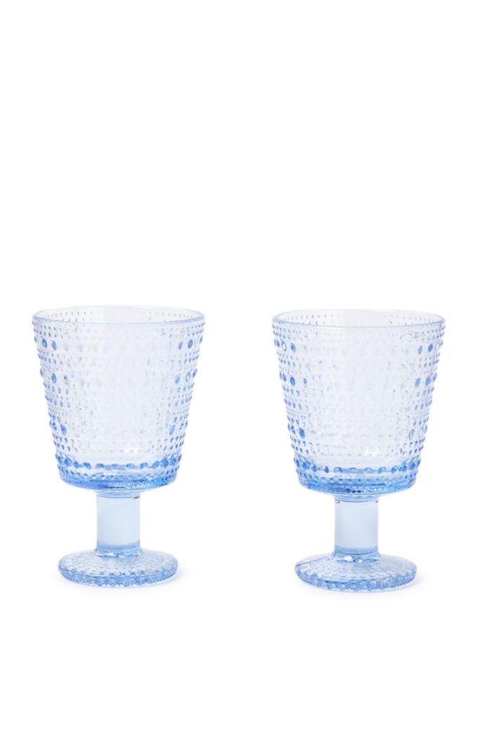 Set van twee babyblauwe glazen 