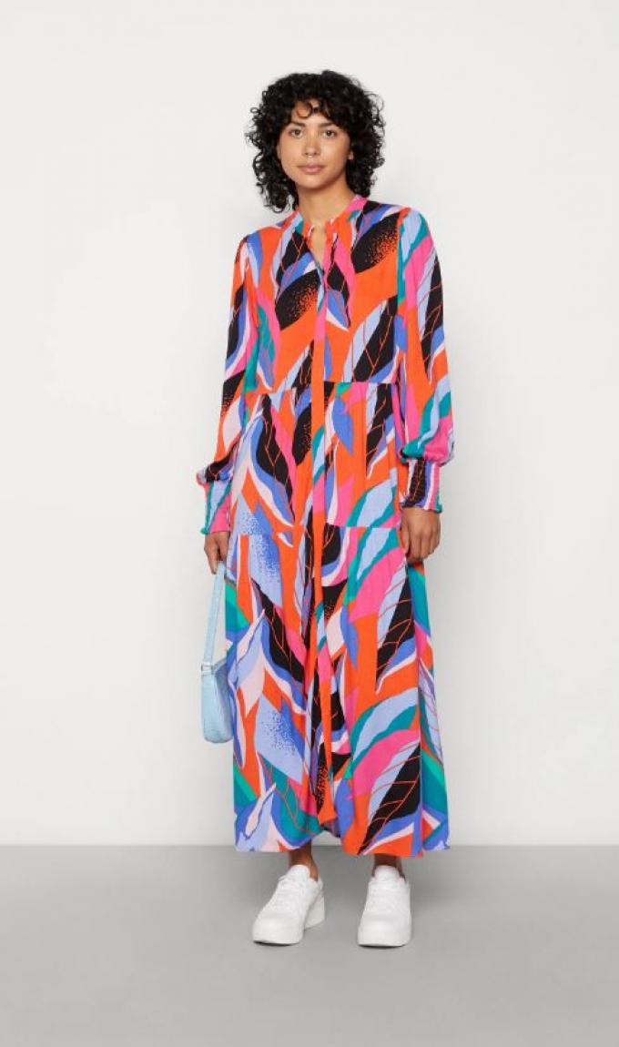 Kleurrijke shirtdress met abstracte print
