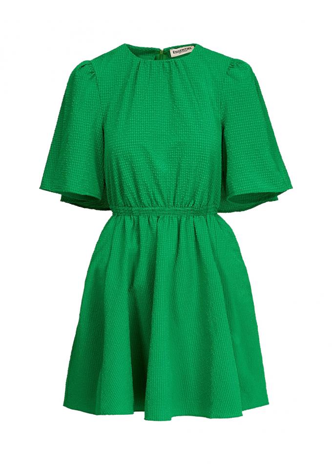 Groene jurk met capemouwen