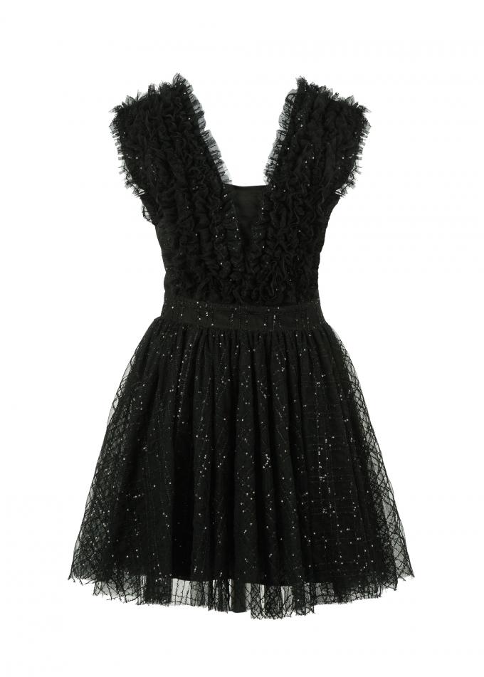 Zwarte jurk met tule en glitters