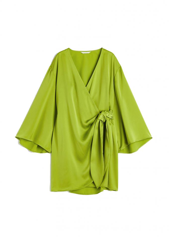 Groene, korte wrap-jurk