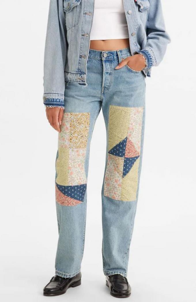Mom jeans met patchwork