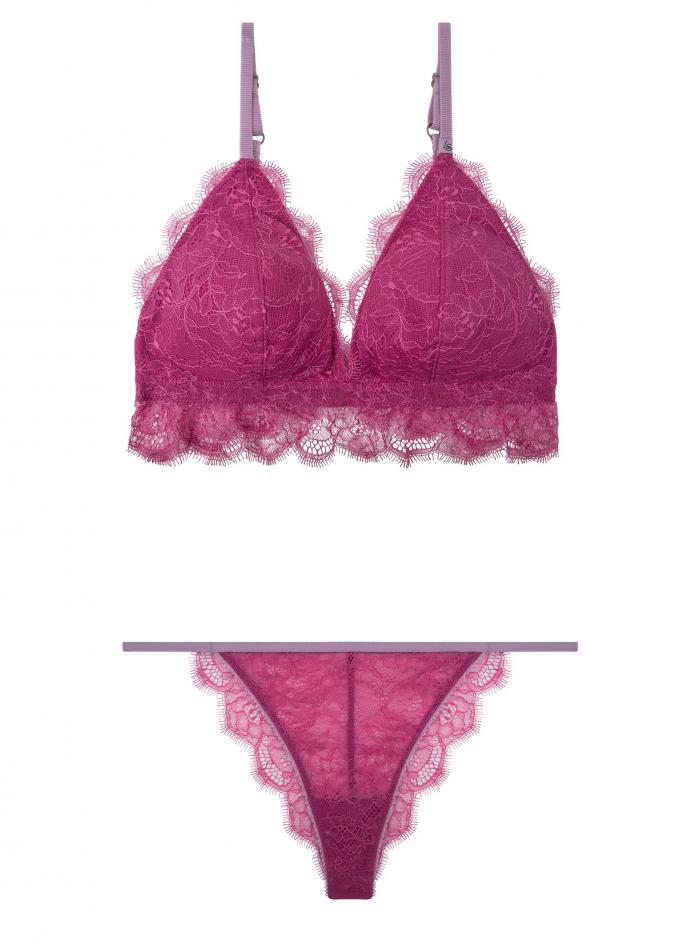 Bessenkleurige bralette set met mousse