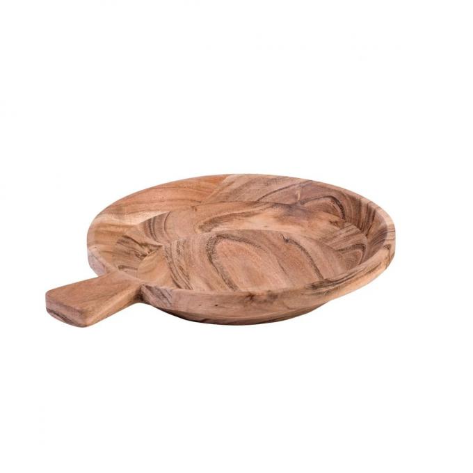 Assiette creuse en bois avec manche ACACIA CHIC