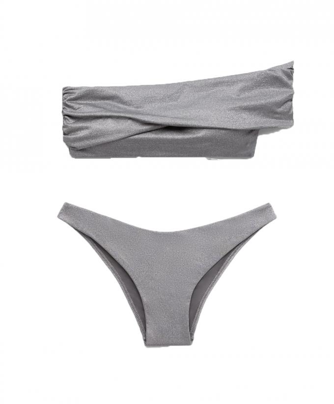 Zilveren, assymetrische bikini
