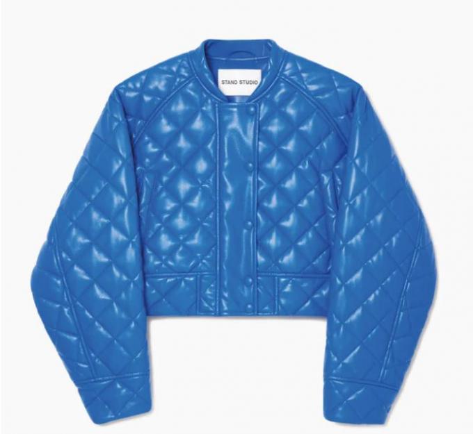 Quilted bomber in blauw
