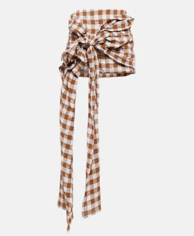Minirok in ginghamprint met grote bindbare strik