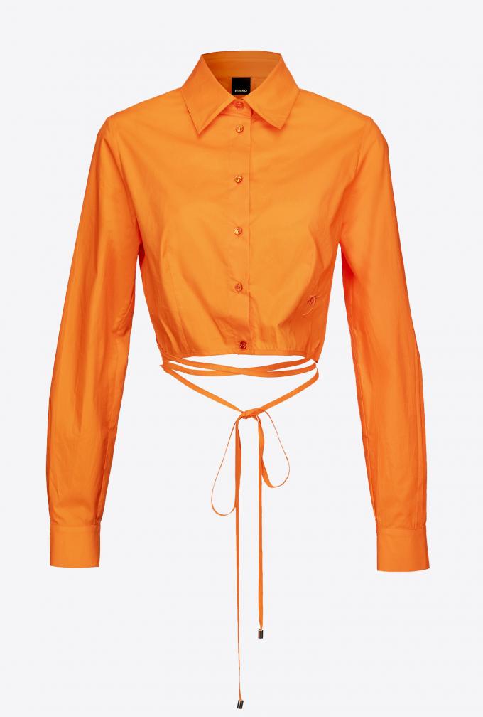 Oranje cropped poplin blouse