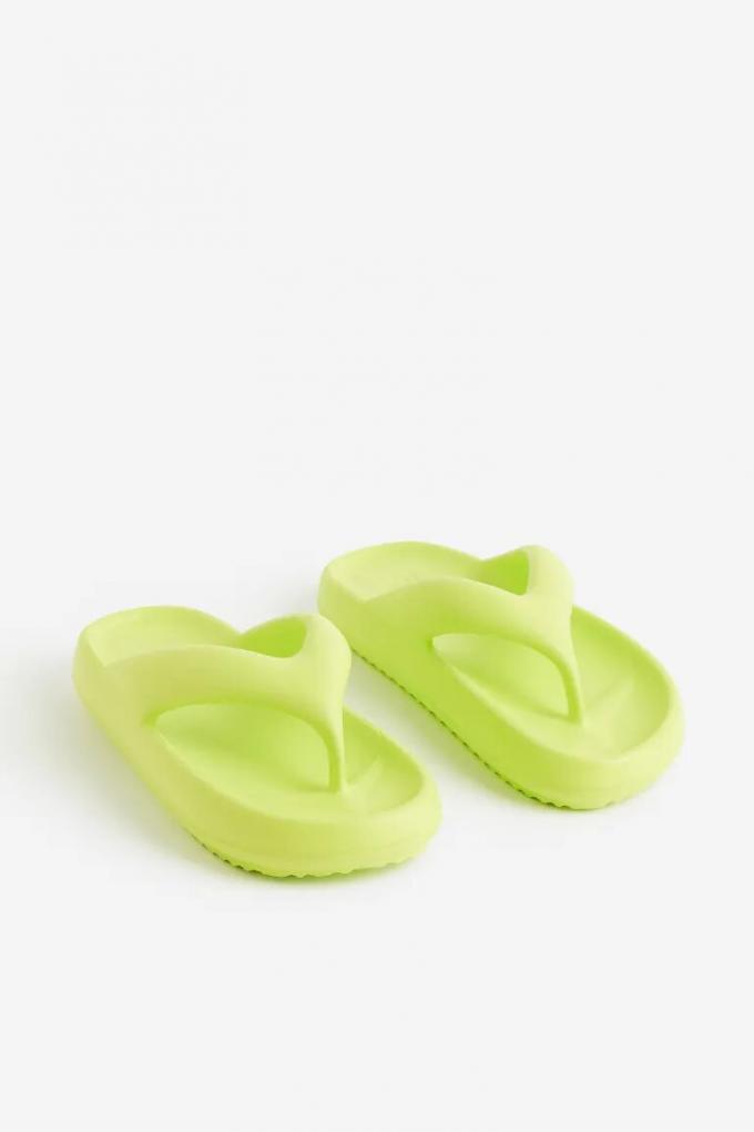 chunky slippers met stevige zool in limegroen