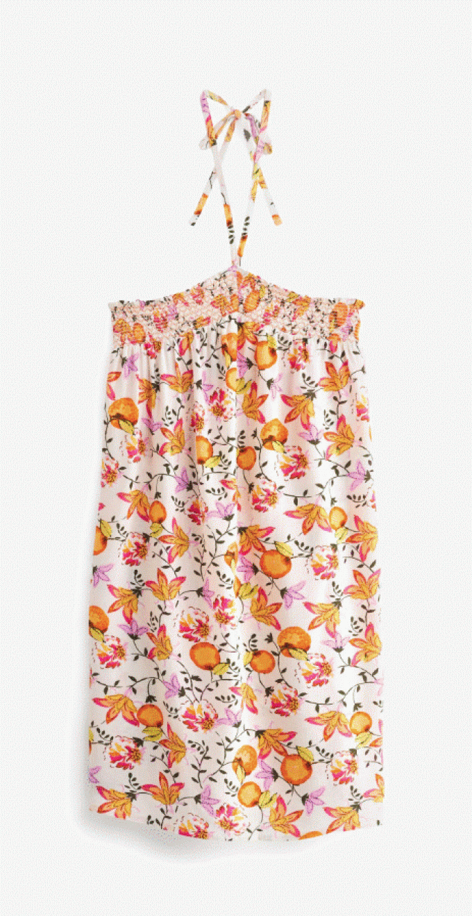  Halternek-jurk met bloemenprint