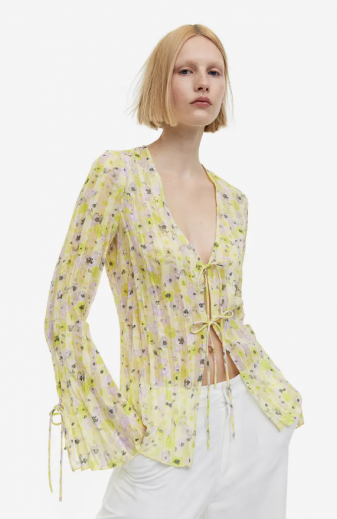 Transparante blouse met bloemenprint