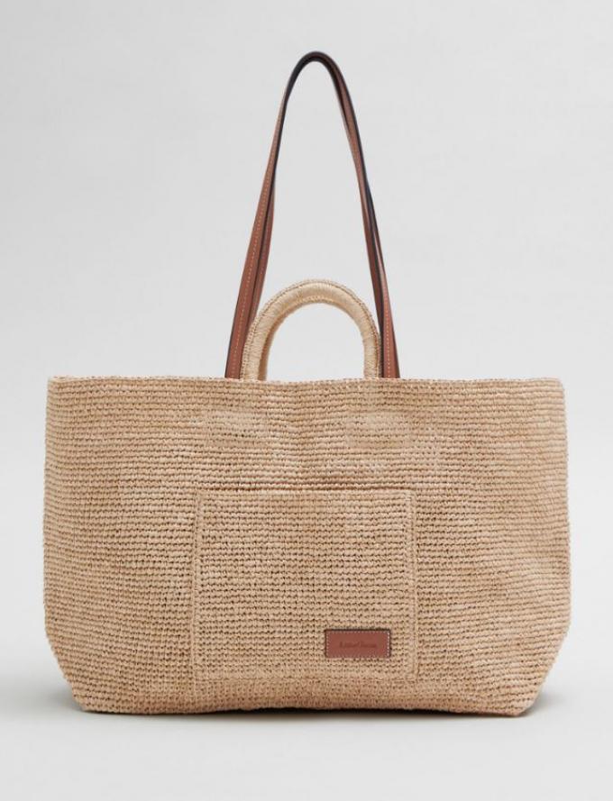 XL geweven tote bag in raffia 