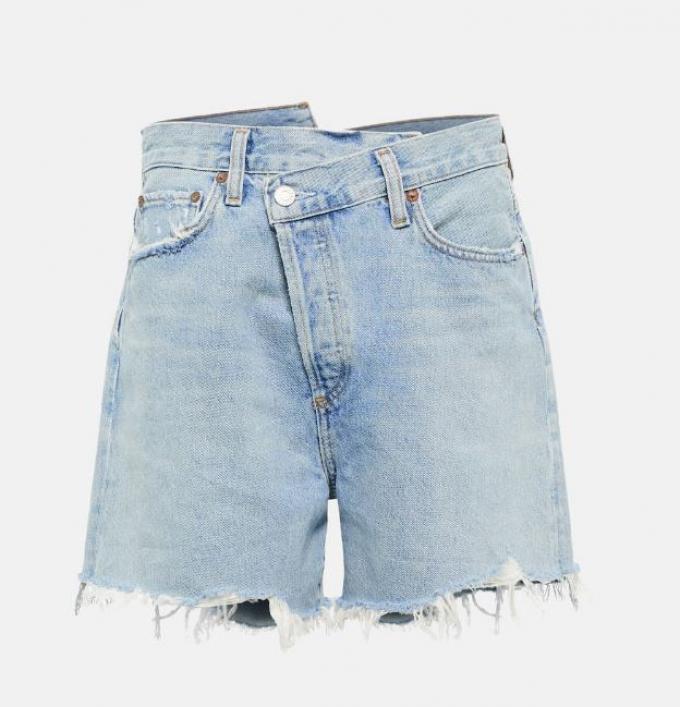 Criss-cross denim short met hoge taille