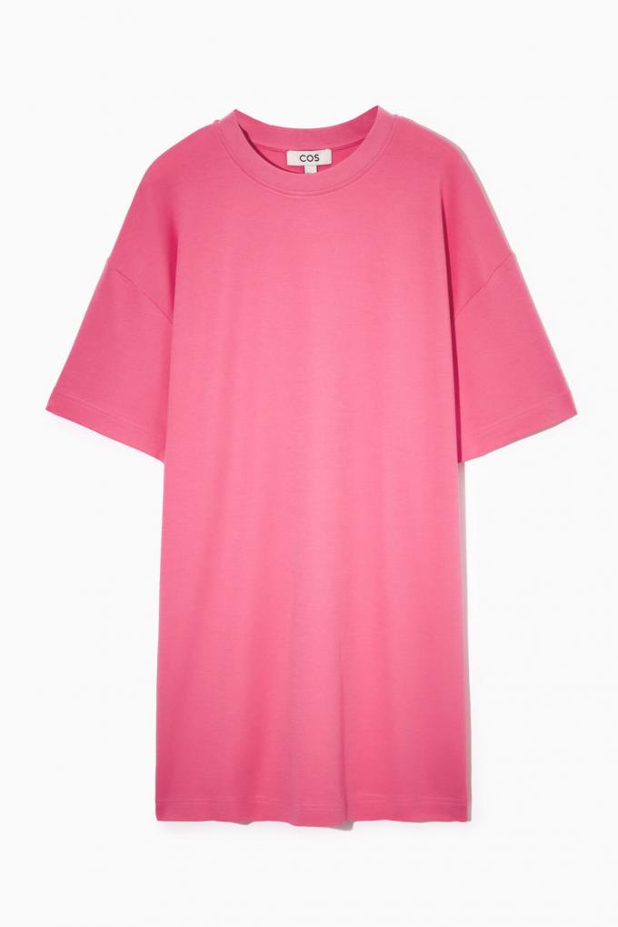 Roze mock-neck T-shirtjurk