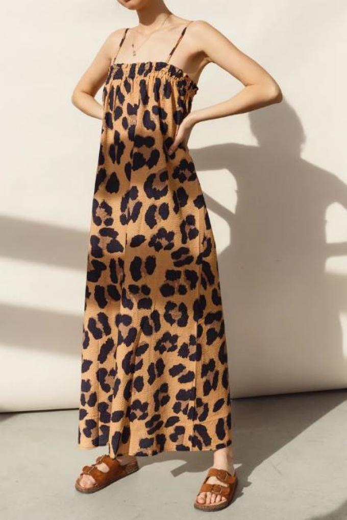 Maxi-jurk met oversized leopard print