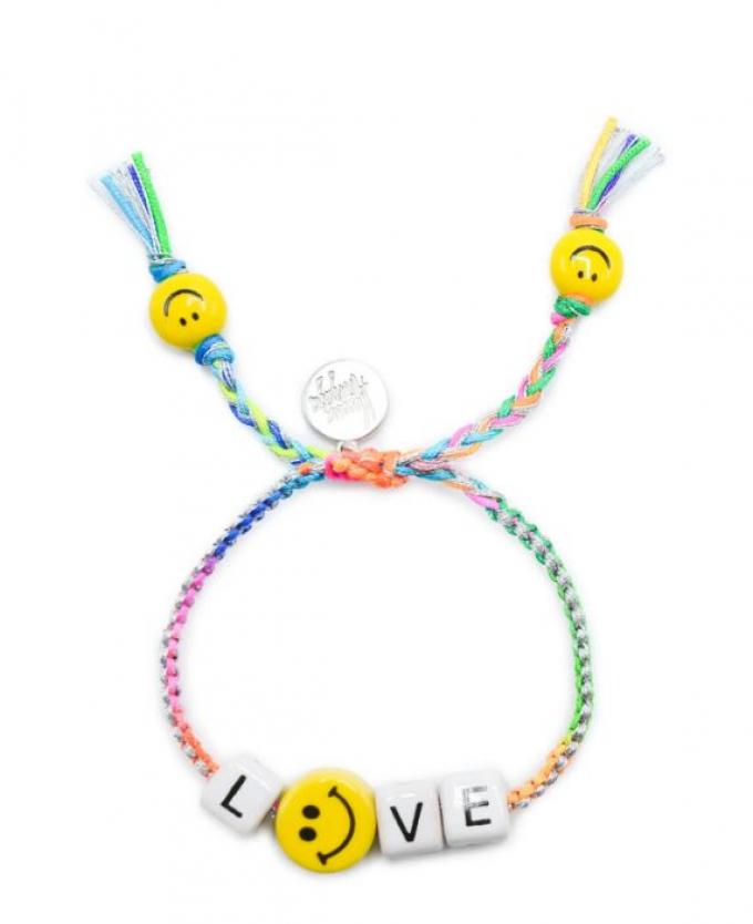 Kleurrijk armbandje met 'LOVE'-logo en smileys