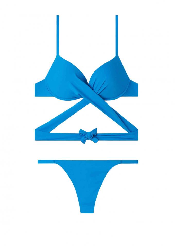 Felblauwe bikini met string