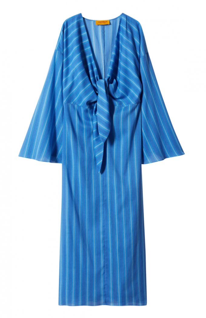  Gestreepte jurk in blauwtinten 