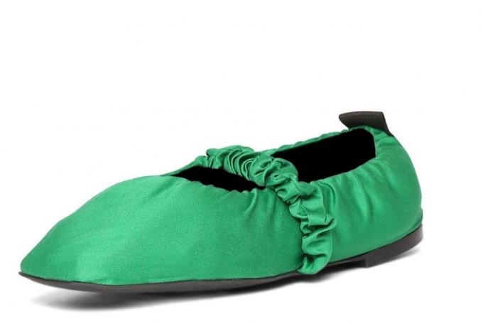 Scrunchie ballerina's in groen satijn