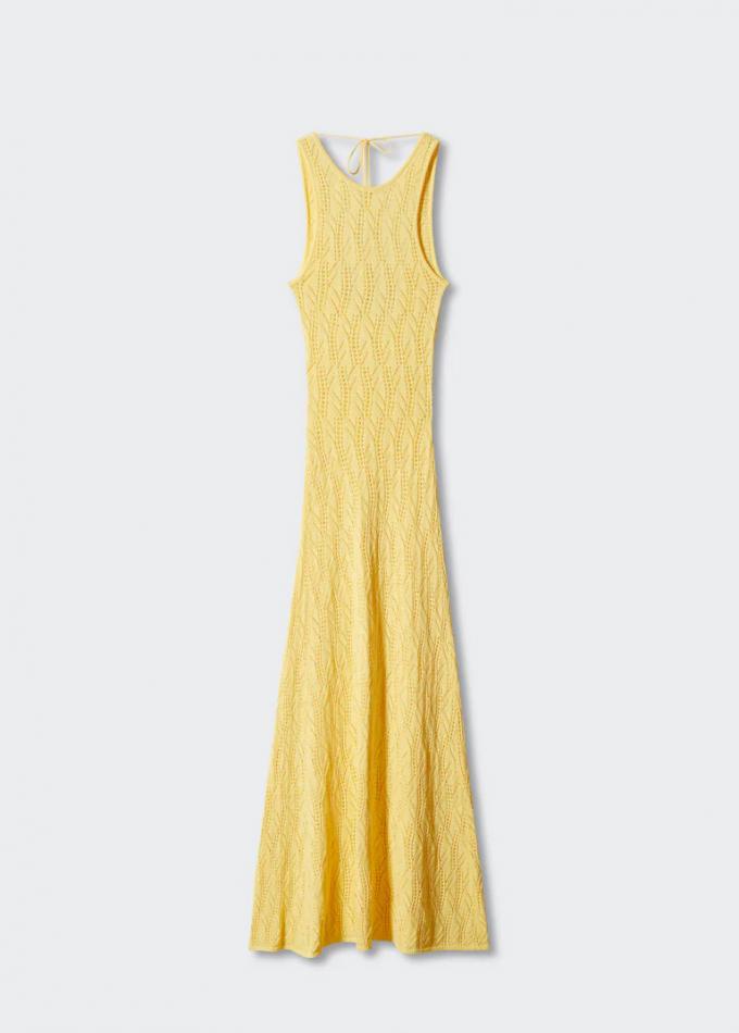 Gele gehaakte maxi jurk 