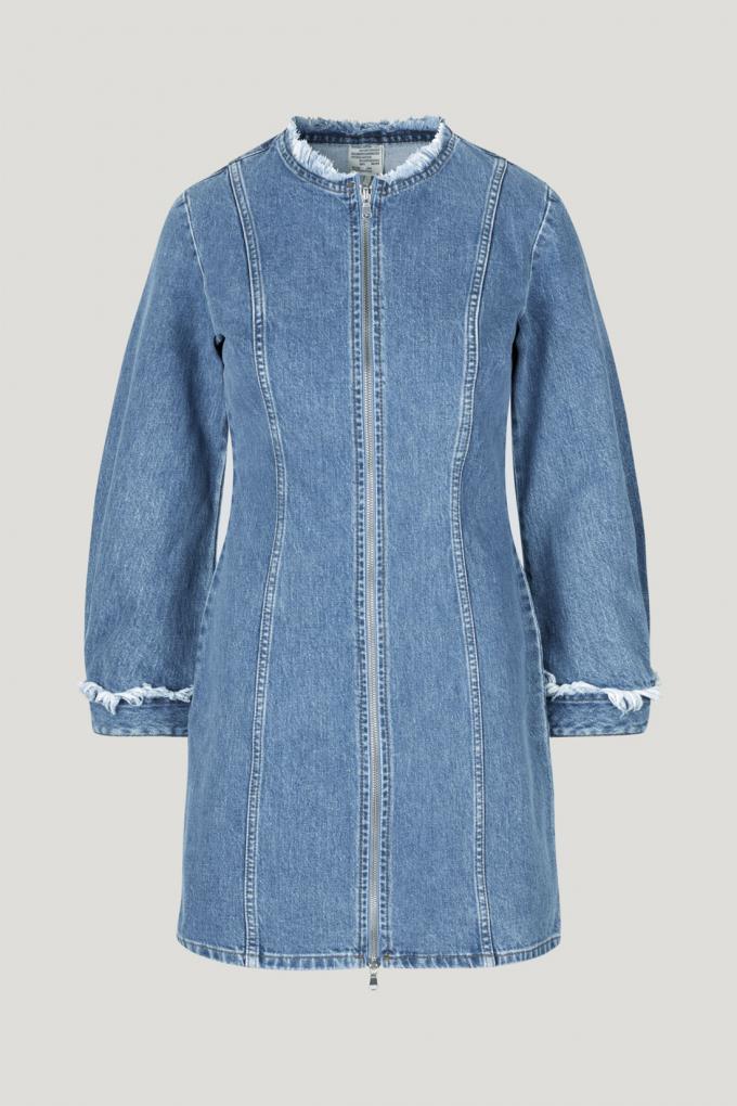 Denim jurk met lange mouwen 