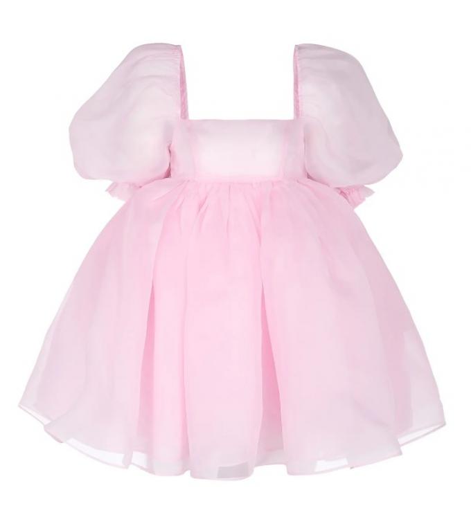 Roze organza mini-jurk