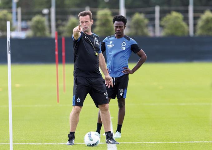 Le Norvégien, avec Kamal Sowah, lors de l'un des premiers galops d'entraînement de la saison du Club Bruges.