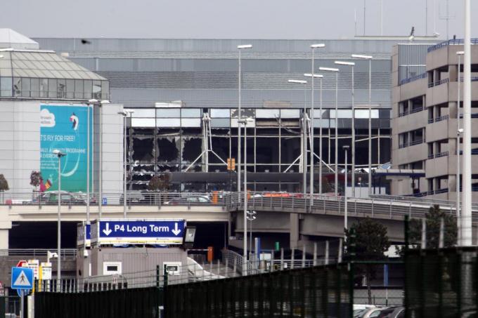 Een beeld van de inkomhal van de luchthaven in Zaventem, meteen na de aanslag in maart 2016.