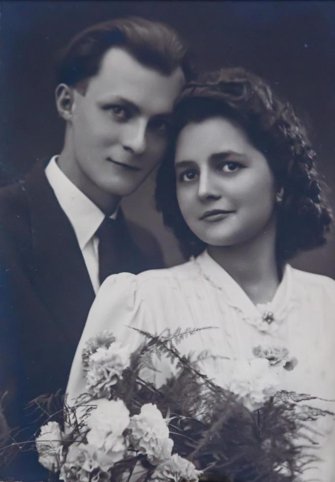 De trouwfoto van Maria Dierckx en Leo vanden Berg, 78 jaar geleden.