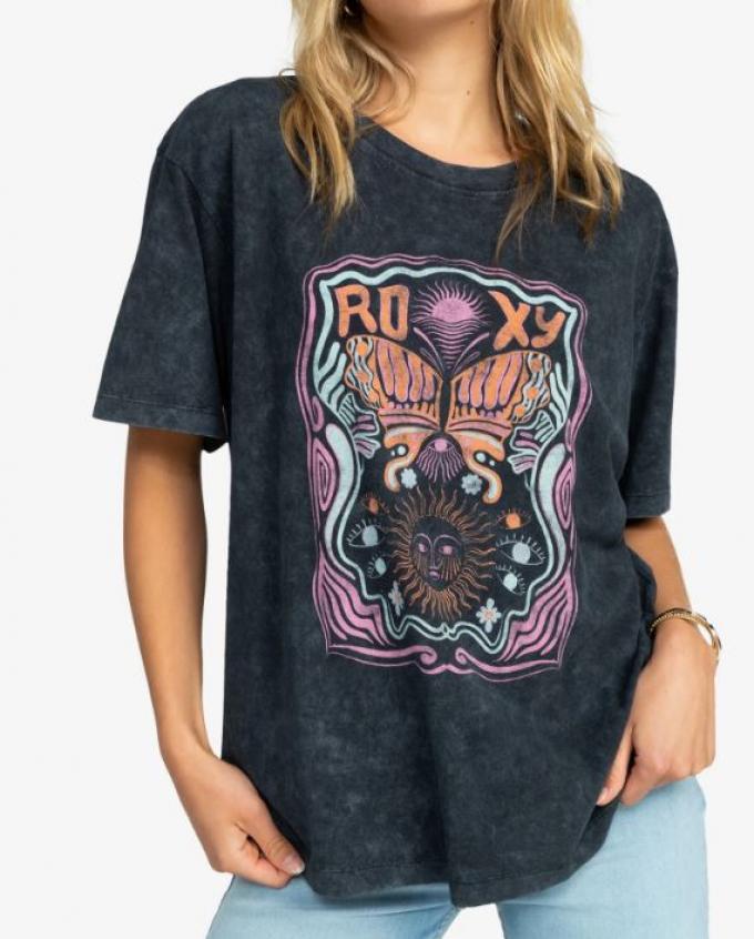 Stoer T-shirt in grijs met psychedelische print 