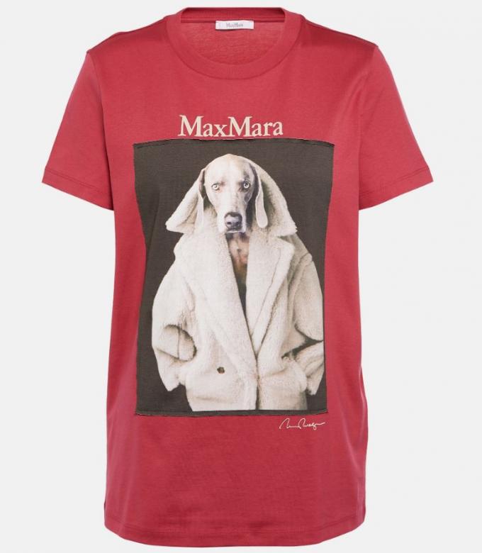 Katoenen Jersey T-shirt met hondenprint 