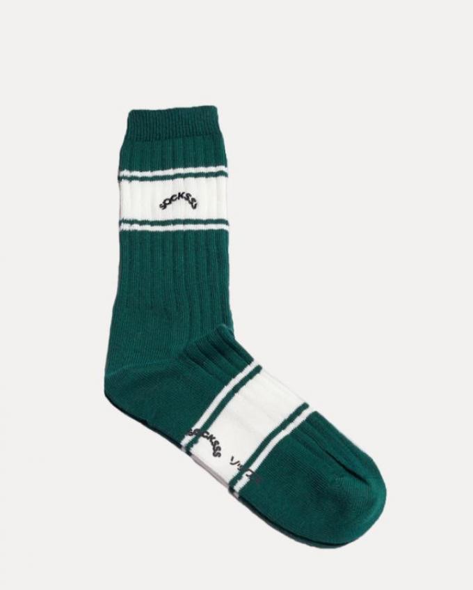 Preppy sokken in groen met sportief streepje 