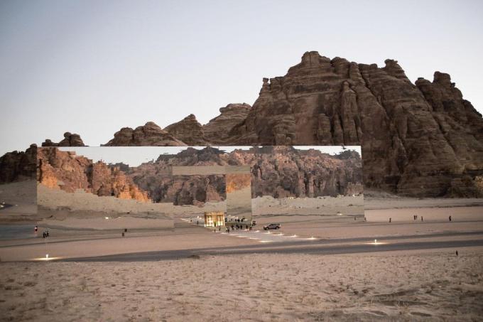 Le Maraya, sur le site d’Al-Ula, est un grand cube en miroir qui accueille des expositions et concerts.