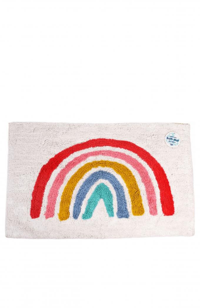 Witte badmat met regenboog (50 x 80)