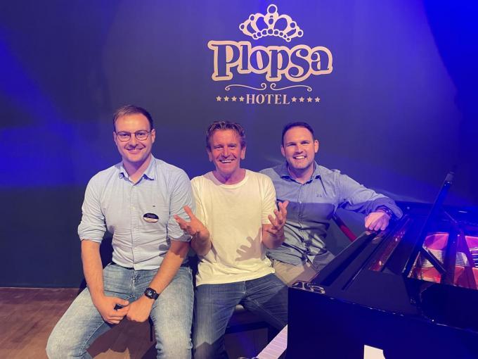 Robin Polley van Plopsa, samen met Luc Steeno en Dieter Bruneel.