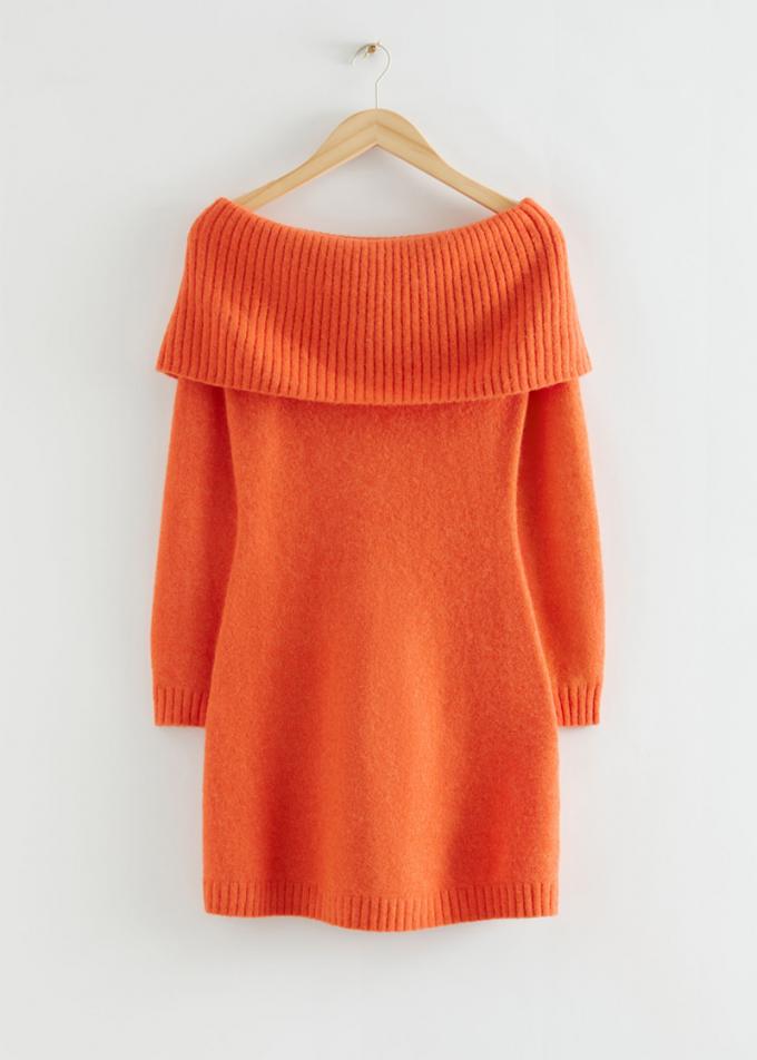 Oranje off-shoulder jurk 