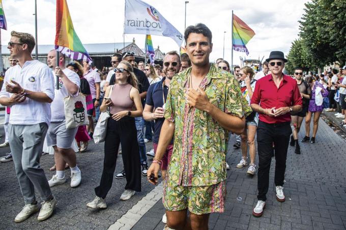 Tijdens de Antwerp Pride in augustus. Rousseau noemde de aangiftes tegen hem ‘zever in pakskes’.