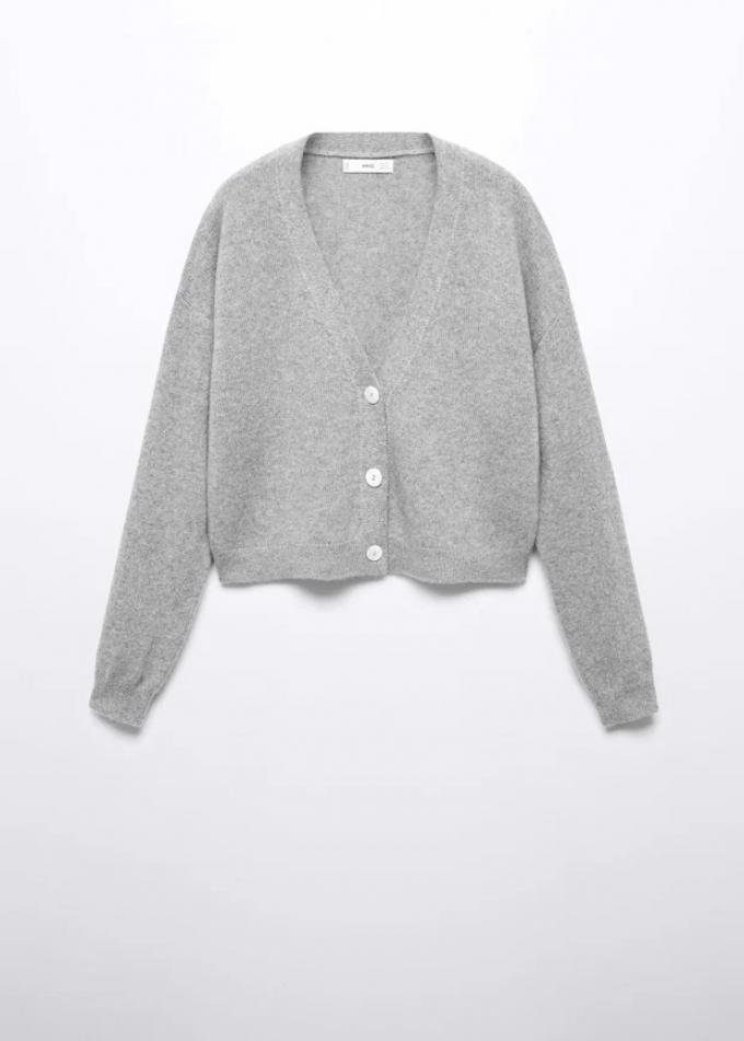 Grijze cardigan met V-hals 